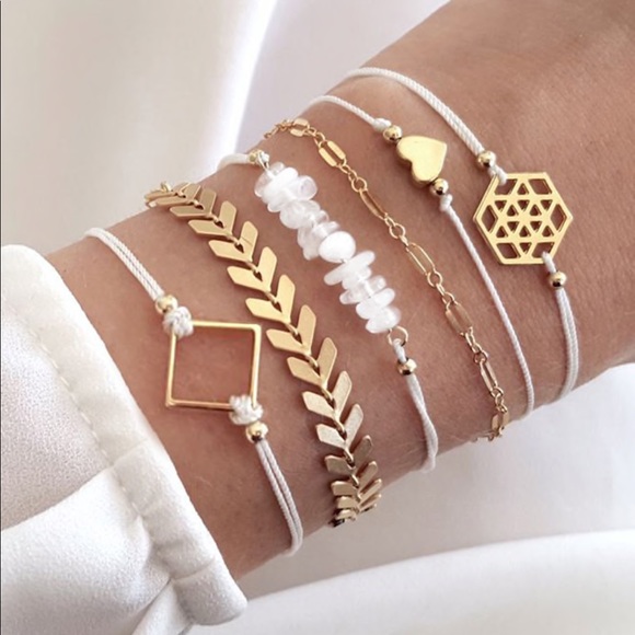 Stone and square bracelet set - Picture 2 of 5